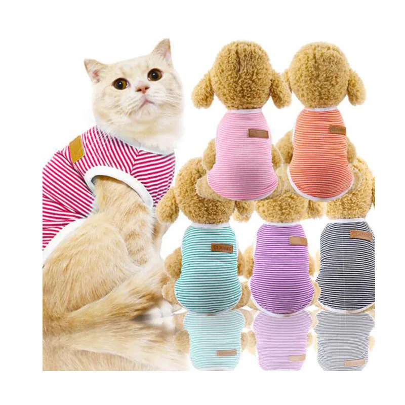 Chaleco a rayas para perros pequeños, ropa para gatos sin mangas, Teddy, Pug Pet, camisa para cachorros, ropa de camisa, disfraz, XS,S,M,L,XL,XXL - imagen 2