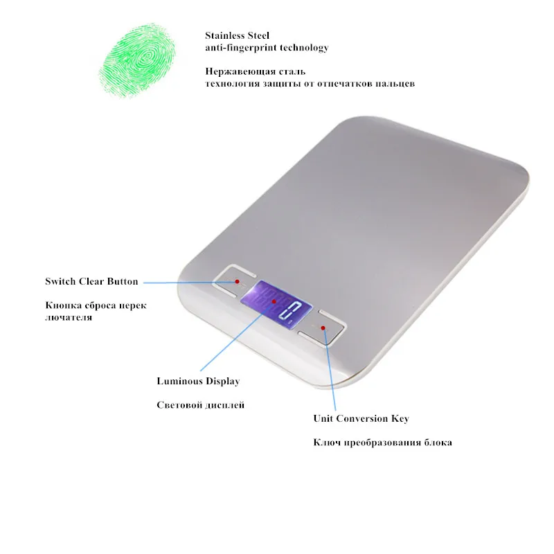 Báscula de cocina de acero inoxidable de 5KG y 1g, báscula electrónica Digital, balanza de alimentos, herramientas de pesaje de cocina - imagen 3