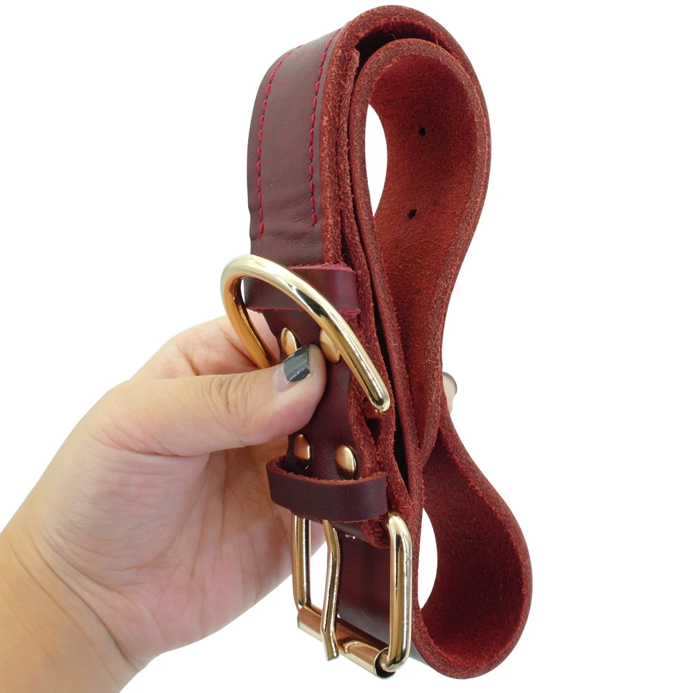 Collar de piel auténtica para mascotas, accesorio para perros pequeños, medianos y grandes, Pastor Alemán, XS-XXL - imagen 2