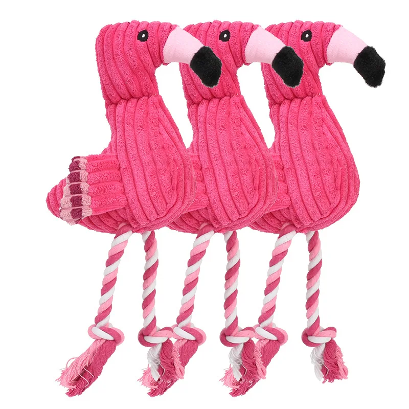 Lindo flamenco de peluche perros para mascotas morder juguetes para masticar Chihuahua/Yorkshire/Bulldog/Cug/Corgi perro pequeño interactivo/juguete con sonido chirriante - imagen 5