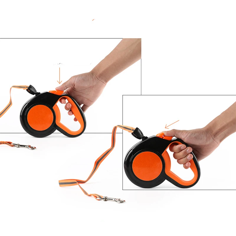 Correa de tracción retráctil automática para perro y mascota, correa de nailon Flexible, portátil, 5 metros, productos para mascotas - imagen 3