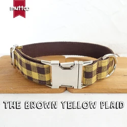 Collar para perro resistente a mordeduras cuadros marrones y amarillos