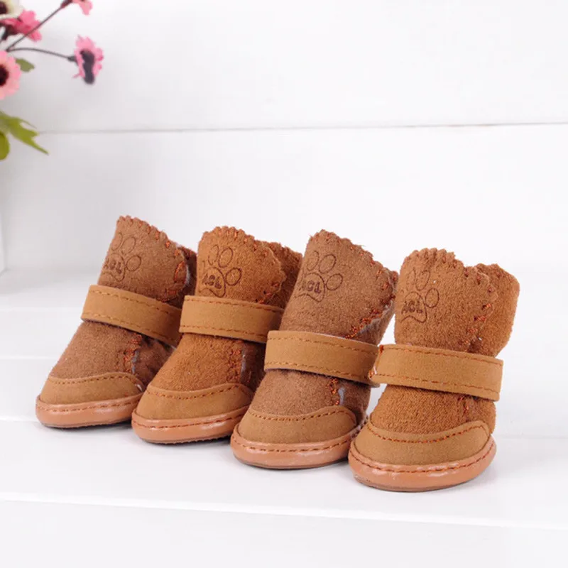 4 unids/set invierno cálido mascota perro gato zapatos para perros no-slip perro botas de nieve Chihuahua Shih Tzu zapato pequeño mediano perros - imagen 2