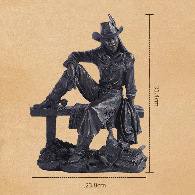 Figuras de adorno de vaquero occidental americano de resina Vintage, estatuas de persona en miniatura para decoración de boda de fondo de oficina en casa - imagen 2