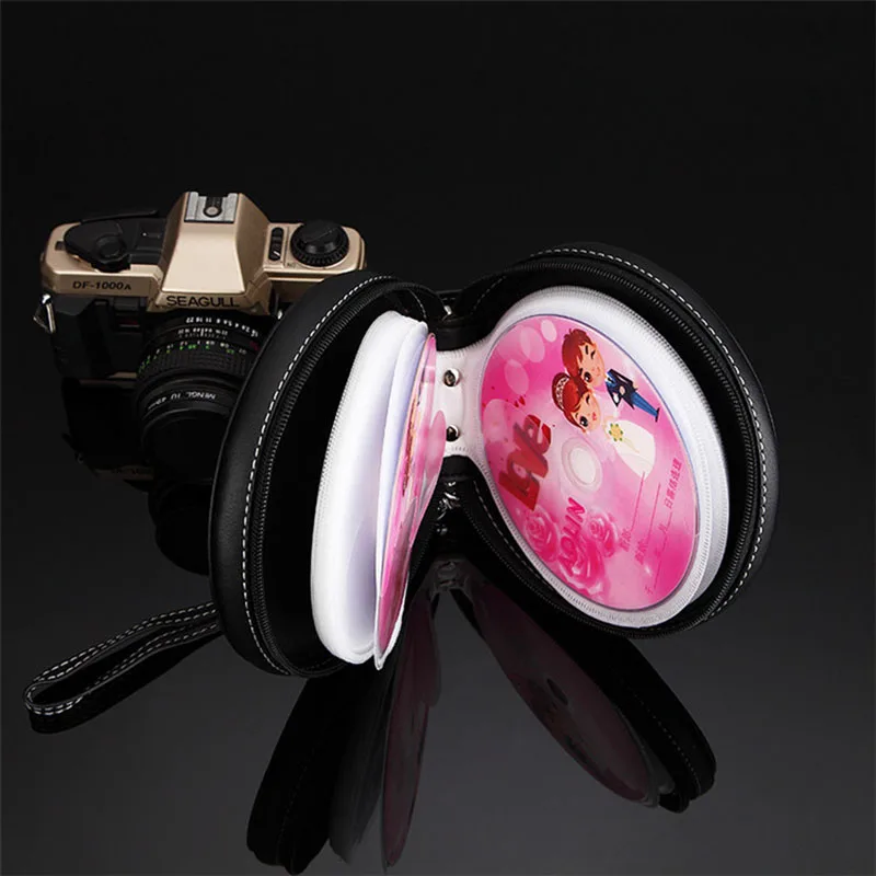 Caja de CD negra barata y portátil para coche, estuche para DVD, bolsa de almacenamiento de suministros automotrices, organizador de viaje para el hogar o el coche, soporte de CD de cuero - imagen 4