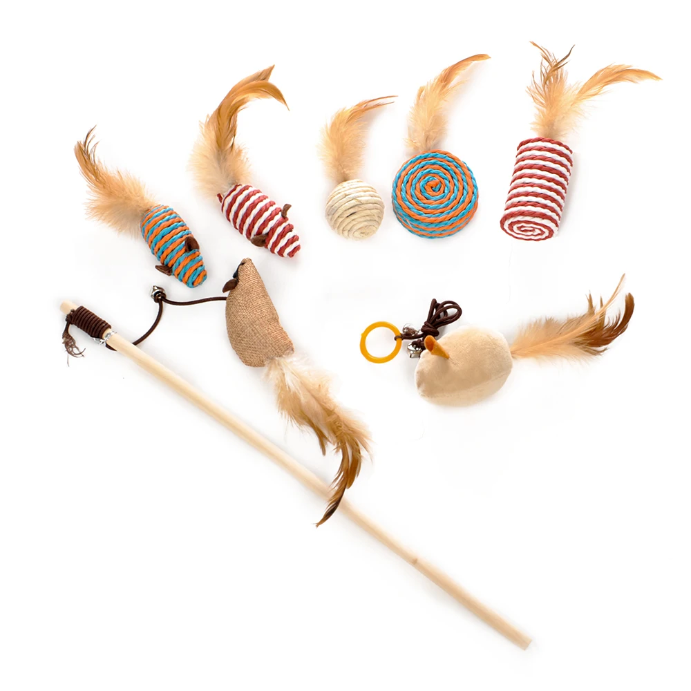 Hoopet-varita de juguete para gatos, juguete interactivo con bola de plumas, ratón, para entrenamiento de mascotas - imagen 5