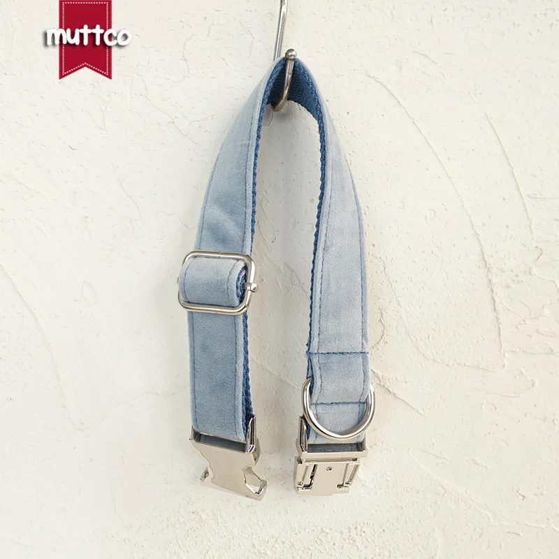 MUTTCO nombre de mascota grabado al por menor estilo étnico collar de perro hecho a mano correa THE POWDERBLUE collar de perro personalizado 5 tamaños UDC081 - imagen 2