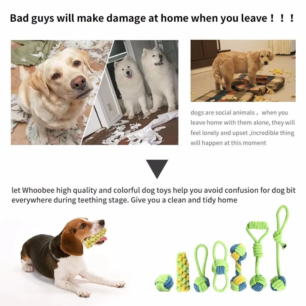 Juguetes interactivos para perros, cuerda de algodón para masticar, Limpieza de dientes, Bola de nudo, resistente a las mordeduras, para mascotas pequeñas, medianas y grandes - imagen 2