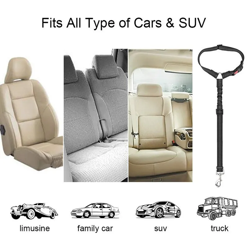 Benepaw-cinturón de seguridad reflectante ajustable para perro, reposacabezas elástico para coche, sujeción para mascotas, cinturón de seguridad para perros, vehículo, viaje, uso diario - imagen 4