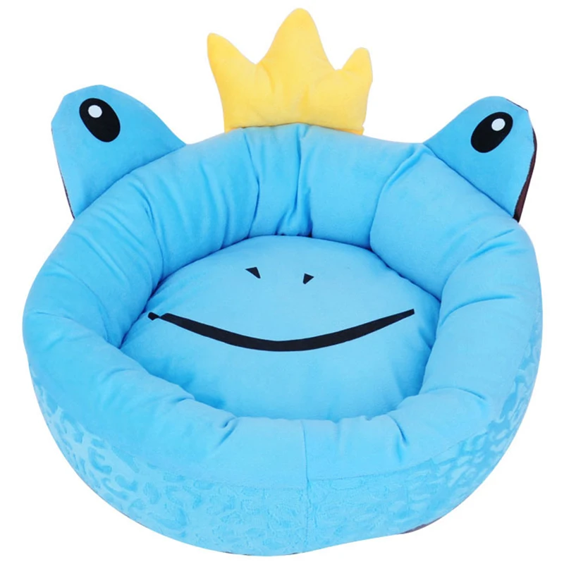 Cama suave de algodón para perros y gatos, cama lavable y cálida para mascotas, perrera con diseño de rana y corona, alfombrilla para cama para perros pequeños, casa para perros y gatos, suministros para mascotas - imagen 2