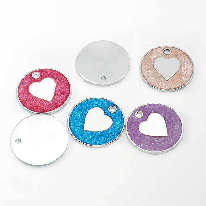 Etiquetas redondas de identificación para mascotas, nombre personalizado, grabado personalizado, Collar de perro, corazón, etiquetas de Mascota, tienda de mascotas, 100 Uds., venta al por mayor - imagen 5