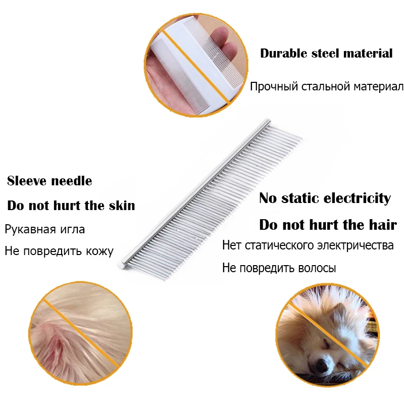 Peine portátil de acero inoxidable para perros, herramienta de aseo para Chihuahua, Yorkshire, tamaño S/M/L, doble uso, 3 tamaños - imagen 4