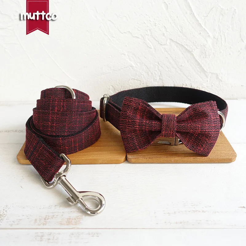 MUTTCO vende al por menor un bonito collar hecho a mano THE RED SUIT collar de perro de diseño único 5 tamaños UDC006 - imagen 5