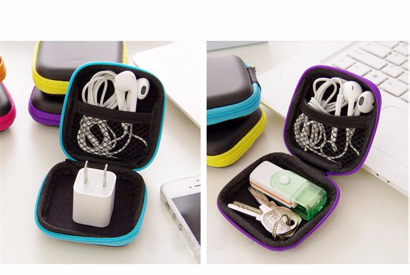 prativerdi Zipper Lock Earphone Storage Bag Protective USB Cables Container travel Organizer key Charger Case Coin Money Box