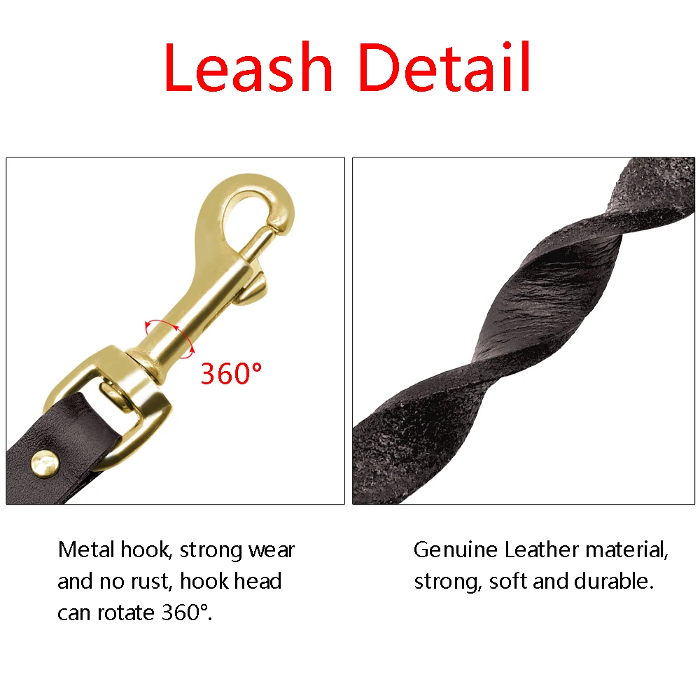 Pit Bull-arnés de cuero genuino para perro, conjunto de correa sin tirones para mascotas, chaleco de plomo para perros pequeños y medianos - imagen 3