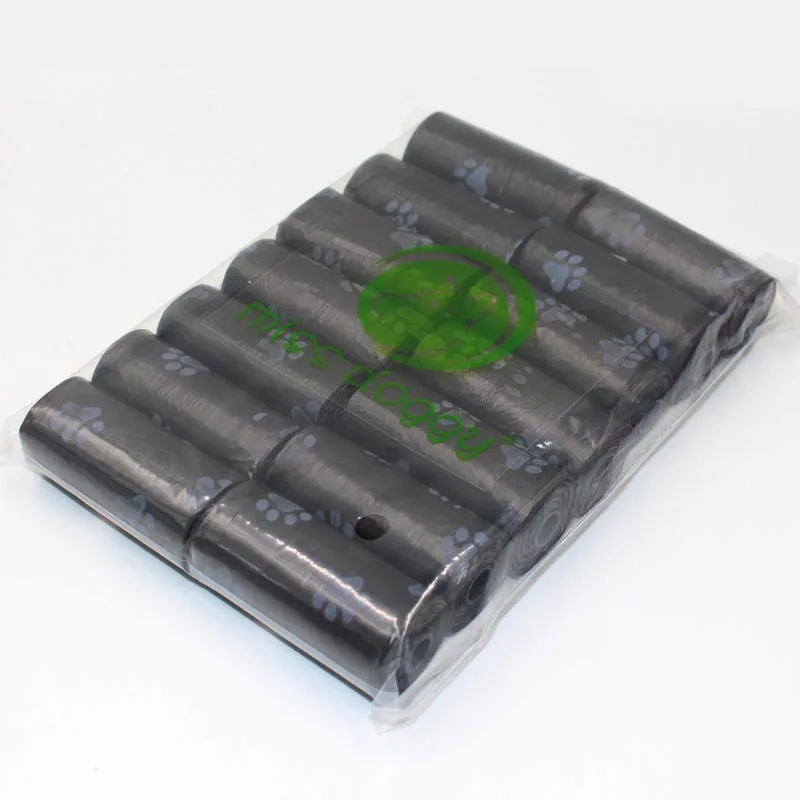 14 rollos = 210 unids degradable mascota perro Poop bolsa pata limpiar recargas rollo mierda recoger Bolsas contra insectos perfumado eliminación - imagen 3