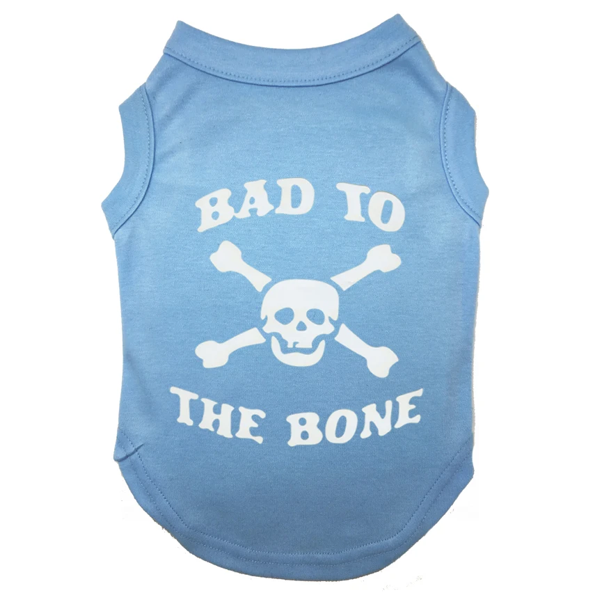 BAD TO THE BONE SKULL พิมพ์เสื้อยืดสัตว์เลี้ยงลูกสุนัขเสื้อผ้าเสื้อ Tee โพลีเอสเตอร์เสื้อผ้าถัง Tees สำหรับ All Seasons ขายร้อน - imagen 5