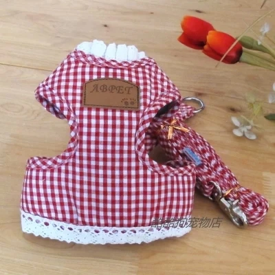 Arnés para perros y gatos pequeños, correa a cuadros, chaleco deportivo, ropa para mascotas, cuerda de tracción, 120cm, PT044 - imagen 2