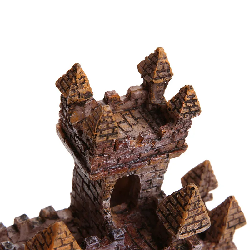 Castillo de resina Vintage europeo para acuario, decoración de pecera, adorno, Mini casa hueca de simulación, casa de bloques para ocultar cría - imagen 5