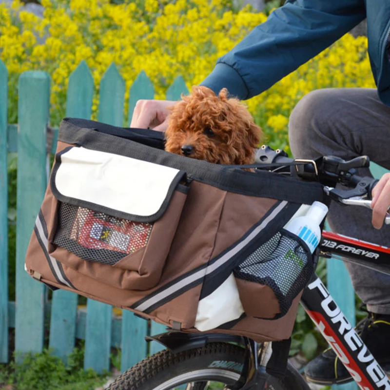 Cestas transportadoras para mascotas de bicicleta, bolsa frontal para bicicleta, marco de ciclismo de aleación de aluminio, bolsas delanteras para cachorros, gatos y perros, portabebés para mascotas - imagen 2