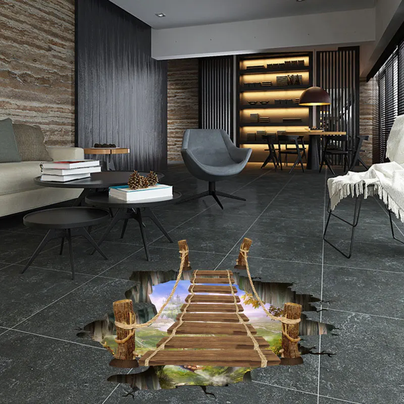 Pegatinas de pared verdes impermeables de moda para sala de estar y dormitorio pegatinas de decoración del hogar de suelo 3D - imagen 4