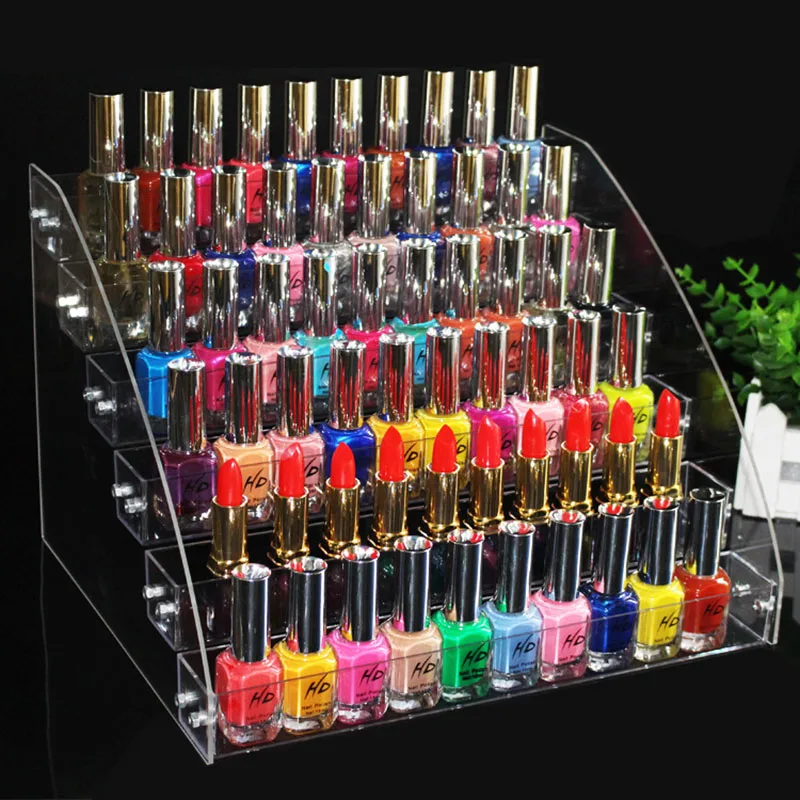 Caja de almacenamiento de lápiz labial cosmético transparente acrílico, soporte de exhibición, estante de esmalte de uñas extraíble, soporte, estuche organizador de maquillaje para mujer - imagen 2