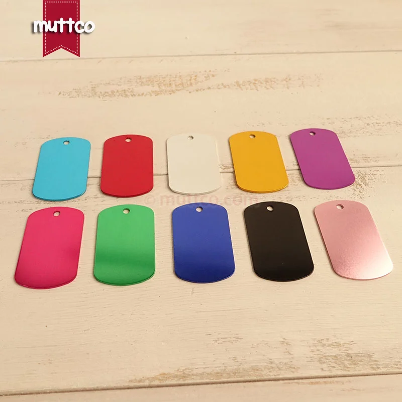 20 unids/lote etiqueta de nombre de perro y gato grabada con láser de metal en blanco de doble cara etiqueta de identificación de perro de aduana militar 10 colores DIT-027 - imagen 2