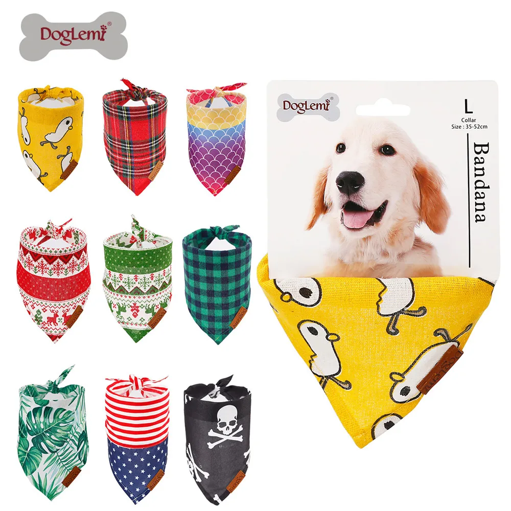 Bufanda para perros, Bandana para perros, babero, Bandana para mascotas, accesorios para mascotas, vendaje Triangular, lazo ajustable para cachorros y gatos, perros medianos y grandes