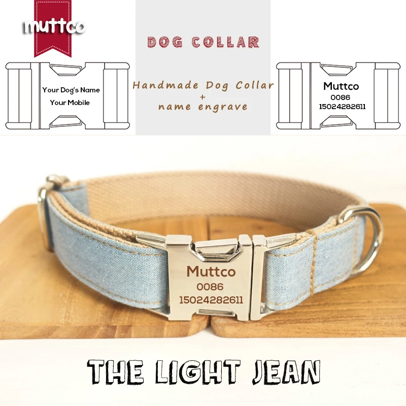 Collares personalizados MUTTCO para perros, venta al por menor, collar para perros de diseño propio, collar hecho a mano THE LIGHT JEAN, collar para perros de 5 tamaños UDC034