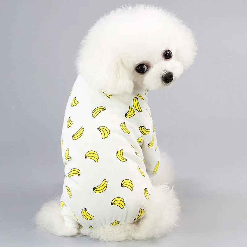 Pijama de algodón puro para perros pequeños, mono estampado, ropa de dormir suave para Chihuahua, caniche, Yorkie, Shih Tzu - imagen 5