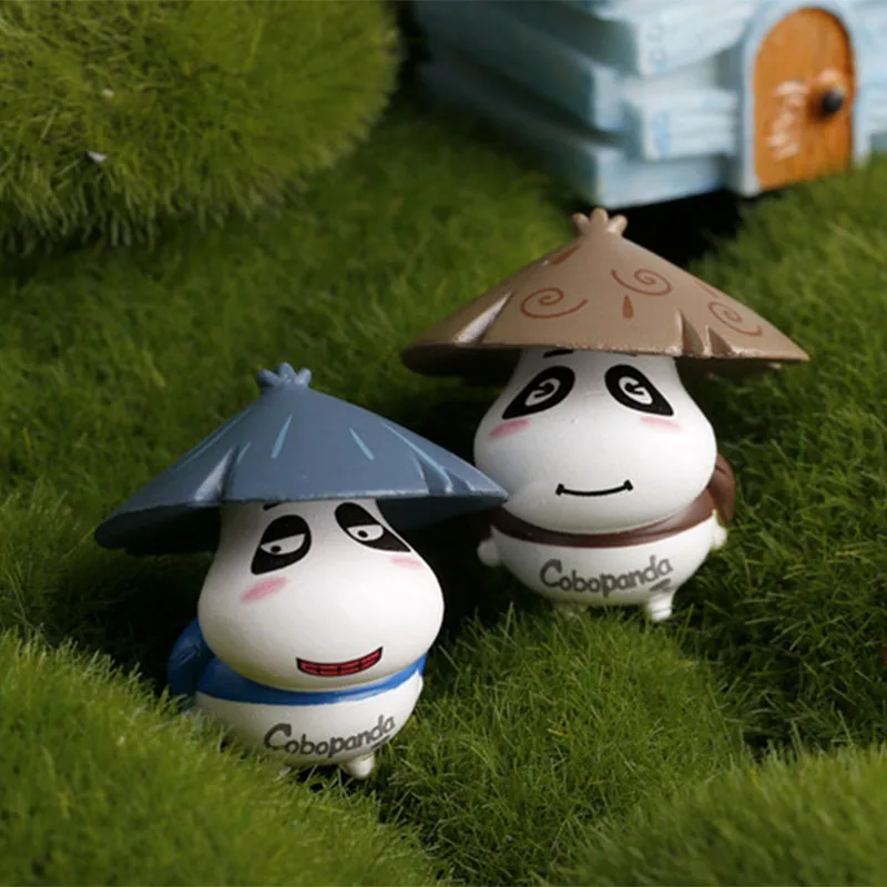 Figuras de asesino de Panda Artificial, miniaturas, adorno artesanal, Gnomo de jardín de hadas, decoración del hogar, paisaje microscópico, 4 Uds. - imagen 4