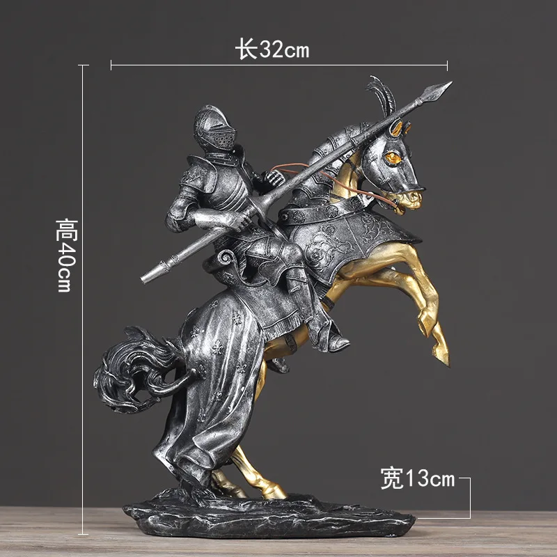 Figuras de caballería de soldado romano Vintage europeo, estatua de guerrero en miniatura para sala de estar, decoración del hogar, adorno Artificial - imagen 5