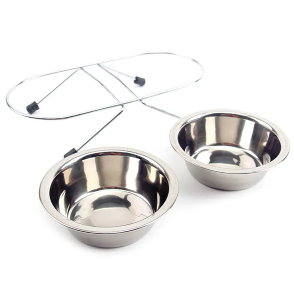 Dog Bowl Stainless Steel Pet Dog Cat Double Bowls Iron Stand Food Water Dishes Feeder Pet Supplies Comida Mascotas - imagen 4