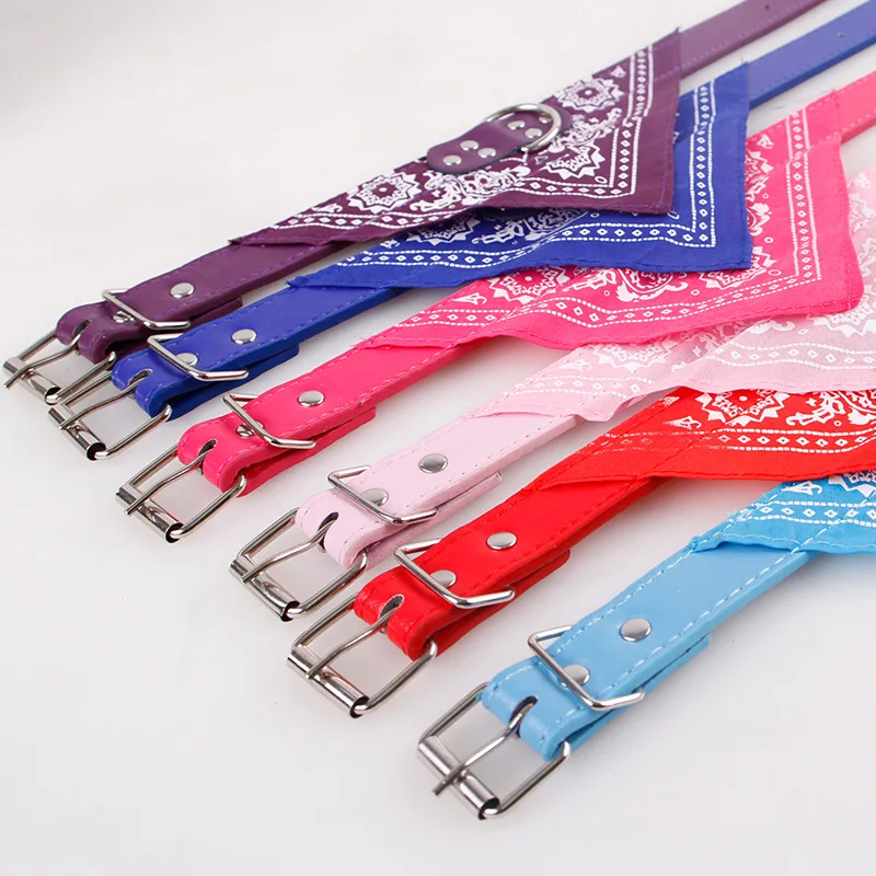 Bandana ajustable para perro, Collar suave estampado de cuero para perro, suministros para mascotas, Collar de bufanda para gato, pañuelo para cachorro Chihuahua - imagen 2