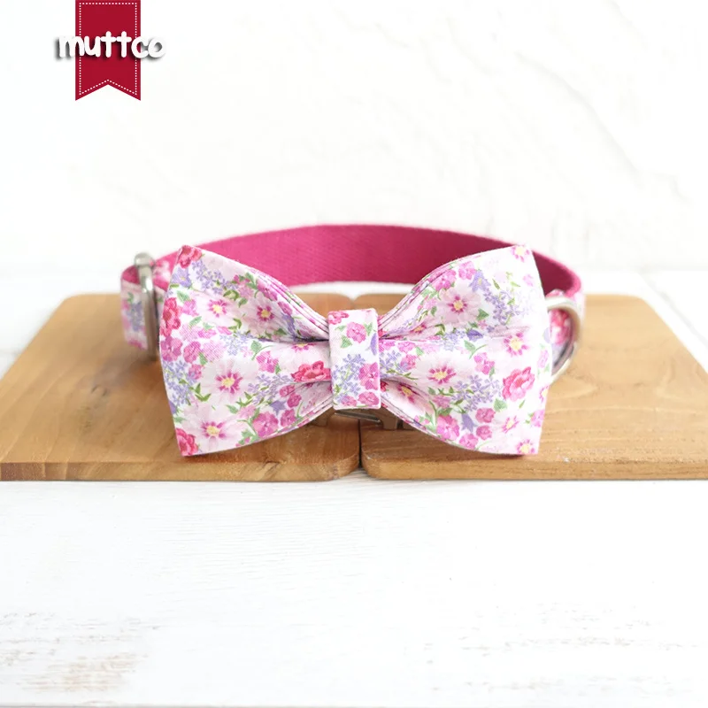 MUTTCO vende al por menor collar colorido particular hecho a mano EL FLOR ROSA collares y correas de perro brillantes de moda 5 tamaños UDC048 - imagen 5