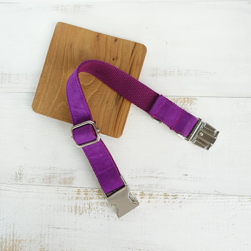 MUTTCO vende al por menor collar de perro de diseño propio THE CANDY PURPLE hecho a mano poli satinado y nylon púrpura 5 tamaños collar y correa de perro UDC029 - imagen 2