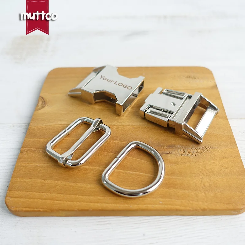 (metal buckle+adjust buckle+D ring) DIY Dog Collar Silver 2.5cm diy emboitement zinc alloy customize LOGO personalized buckle - imagen 3