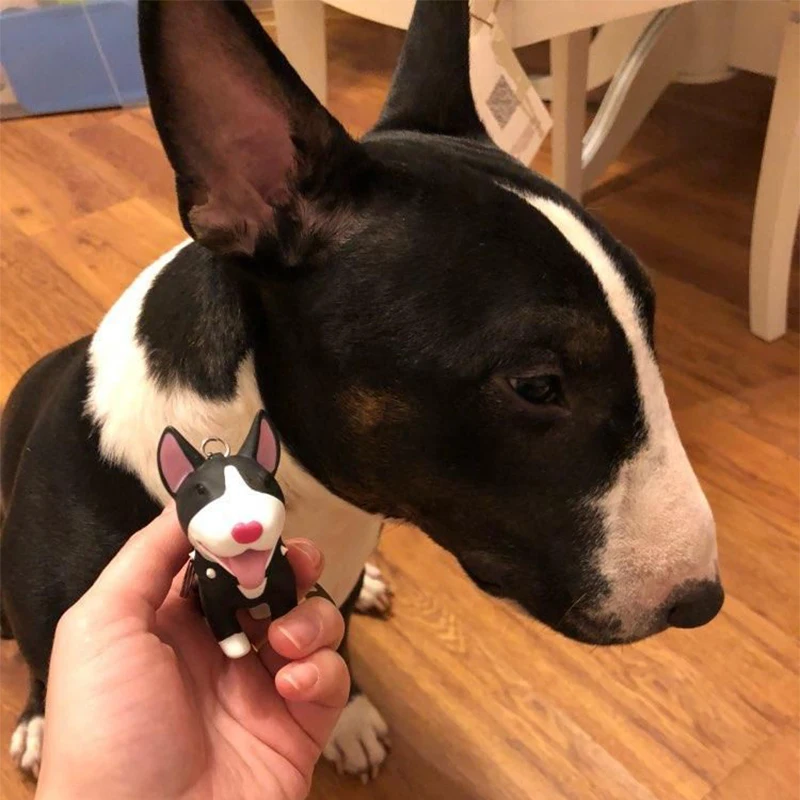 Lindo llavero de perro figuritas miniaturas Popular versátil llavero de goma adornos para el hogar para mujeres niñas regalos decorar bolsa Decoración - imagen 3