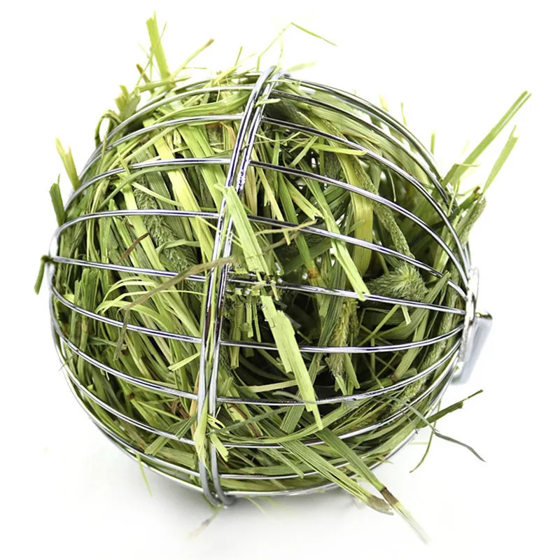 Bola de alimentación de hierba para mascotas pequeñas, bola de acero inoxidable redonda galvanizada para alimentación de Chinchilla, conejo, conejillo de indias - imagen 3