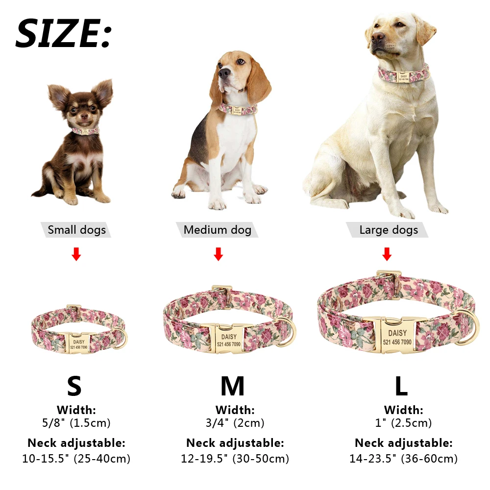 Collar floral con placa de identificación para perro - imagen 3