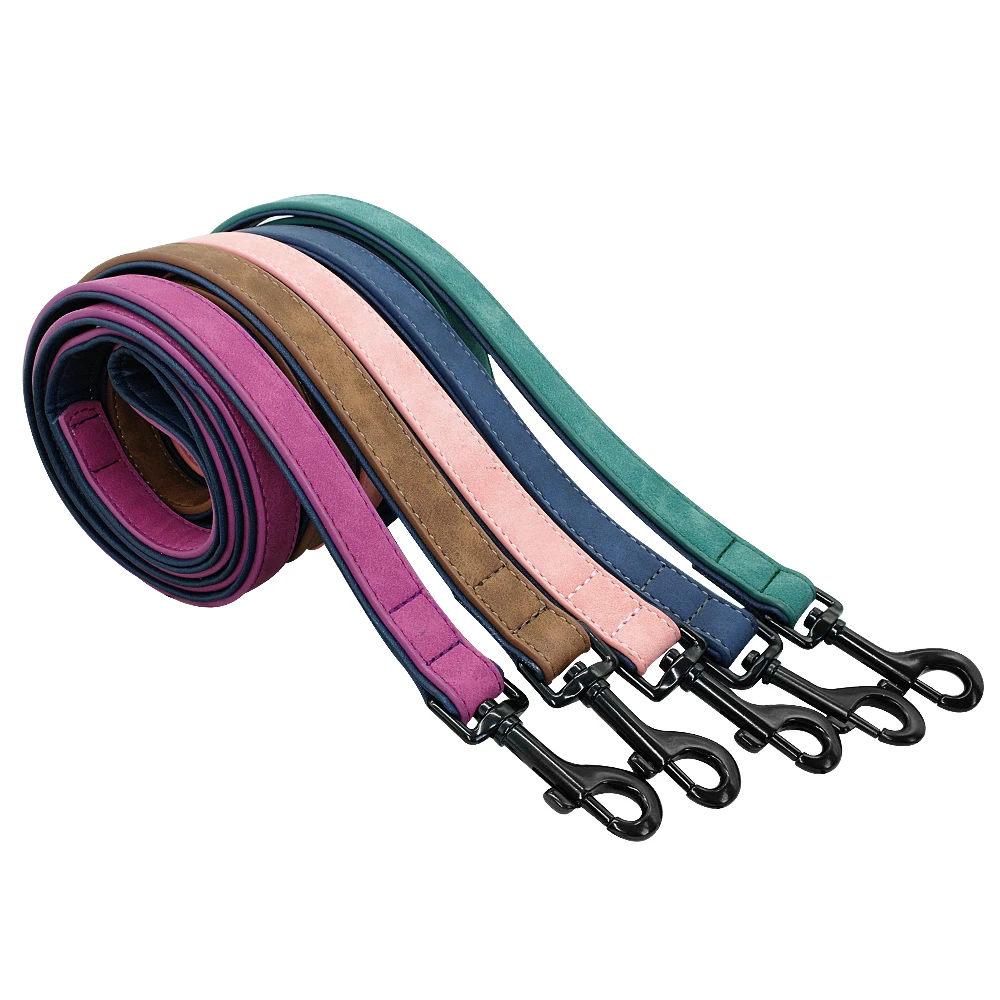 Correa de cuero suave de 2 capas para perro, correas de entrenamiento para caminar, con mango acolchado, medianos y grandes para perros, Pitbull, 4 pies - imagen 3