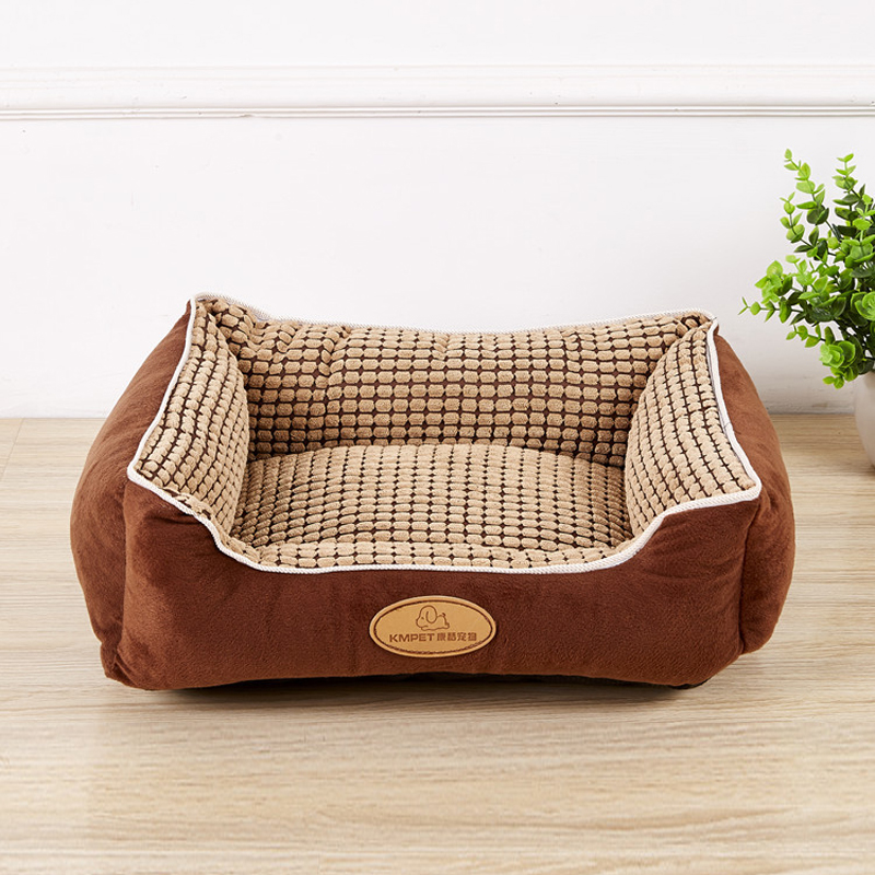Cama rectangular para perros grandes con bordes elevados