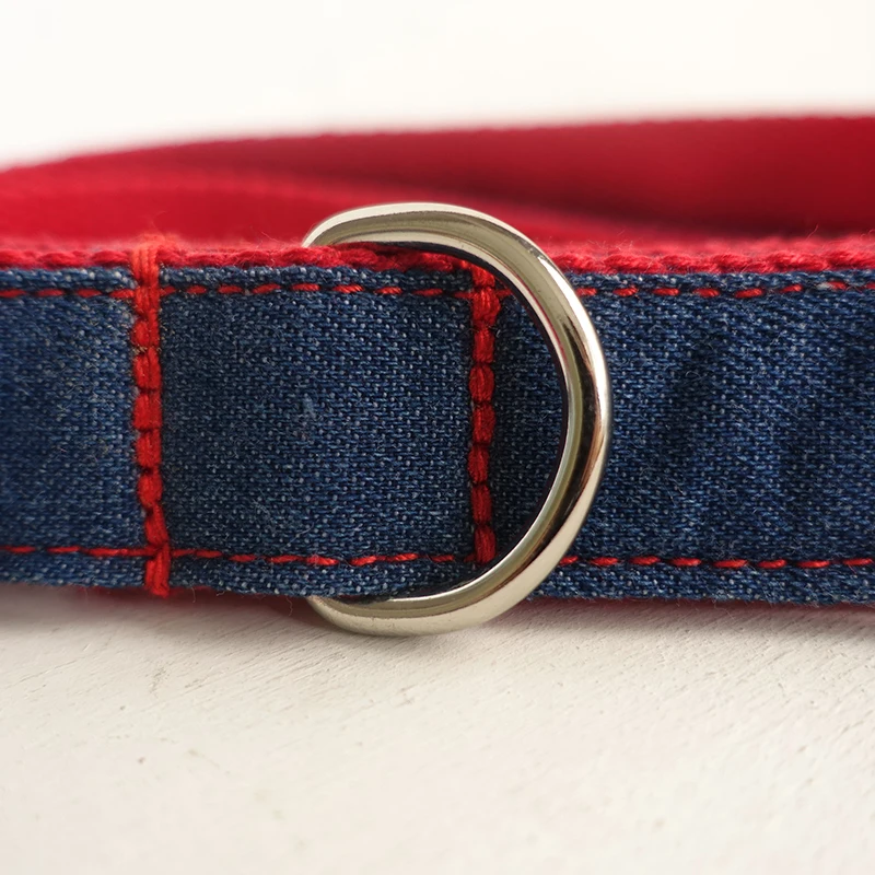 MUTTCO vende al por menor correa de perro de diseño propio especial hecha a mano THE RED JEAN collares y correas de lona para perros a rayas 5 tamaños UDL018 - imagen 4
