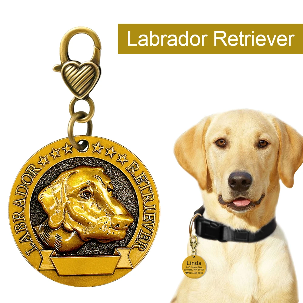 Etiqueta de identificación de perro personalizada, etiquetas de perros personalizadas, placa de identificación, colgante de mascota con grabado libre antipérdida para collares, collar chapado en cobre - imagen 5