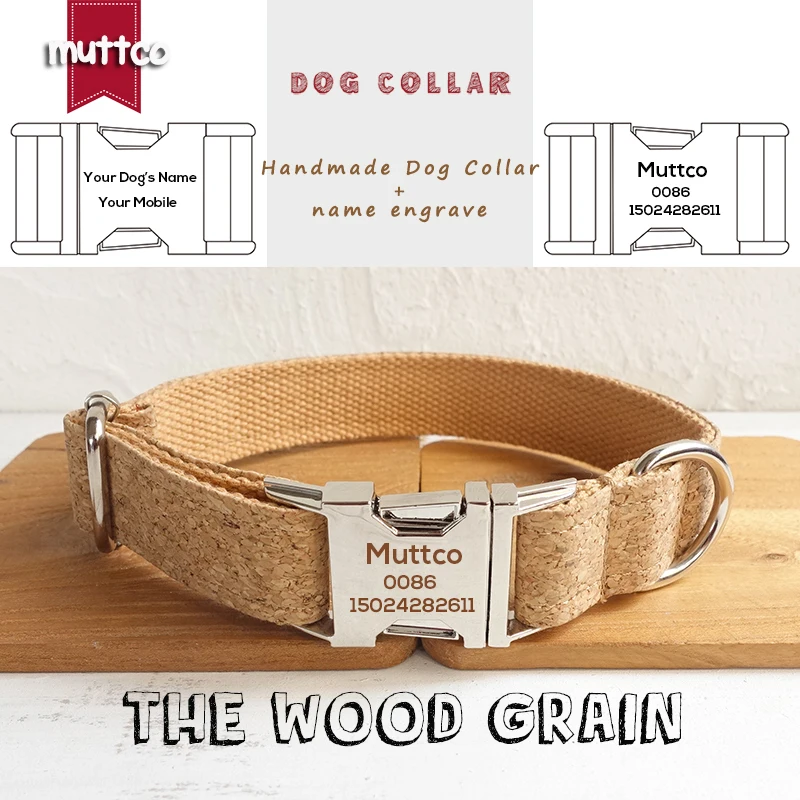 MUTTCO suministros para mascotas personalizados individuales la resistencia al ganancia de madera para morder el collar de perro correa accesorio para cachorros 5 tamaños UDC084