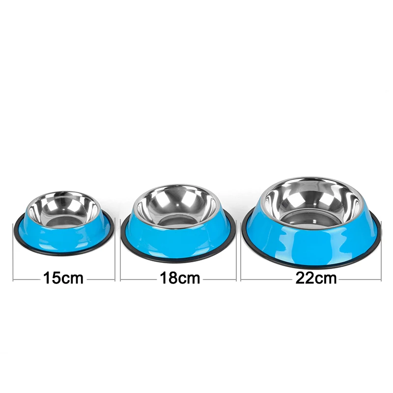 1pc Pet Dog Bowls Stainless Steel Blue/Pink/Green Pet Food Water Drink Dishes Feeder For Cat Puppy Dogs S/M/L - imagen 3