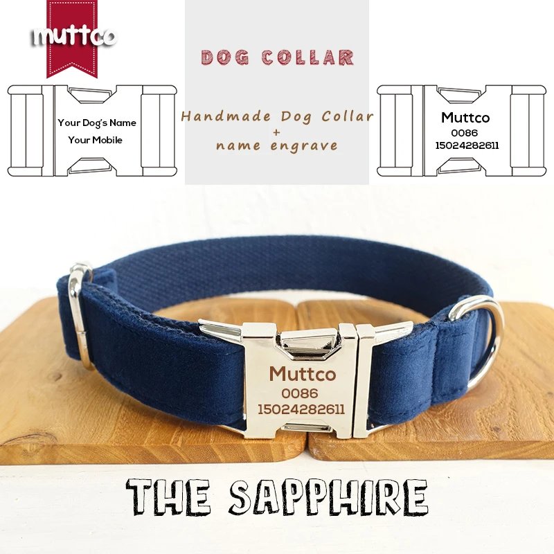 MUTTCO, etiqueta de identificación personalizada para mascotas, collar para perro, correa para el cuello grabada con zafiro, placa de identificación personalizada, productos para mascotas, 5 tamaños UDC078