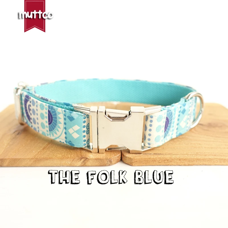 MUTTCO, venta al por menor, collar hecho a mano de alta calidad, collar de perro de zafiro THE FOLK BLUE a la moda, 5 tamaños UDC023