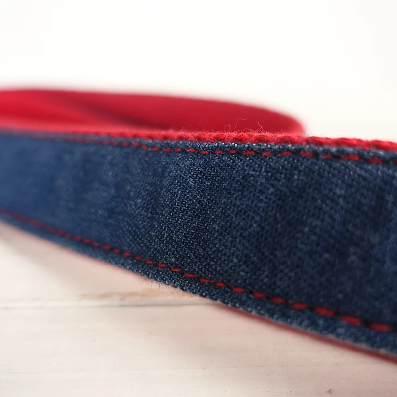 MUTTCO vende al por menor correa de perro de diseño propio especial hecha a mano THE RED JEAN collares y correas de lona para perros a rayas 5 tamaños UDL018 - imagen 3