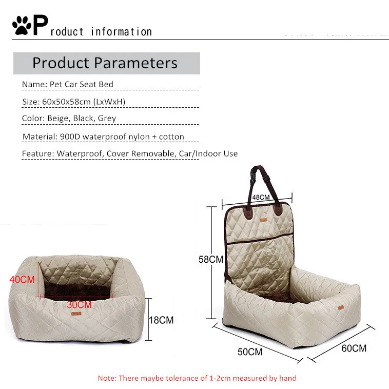 Asiento de coche extraíble para perros, cama de viaje para perros pequeños y medianos, asiento delantero/trasero para interior/coche, portador de mascotas, funda de cama - imagen 5